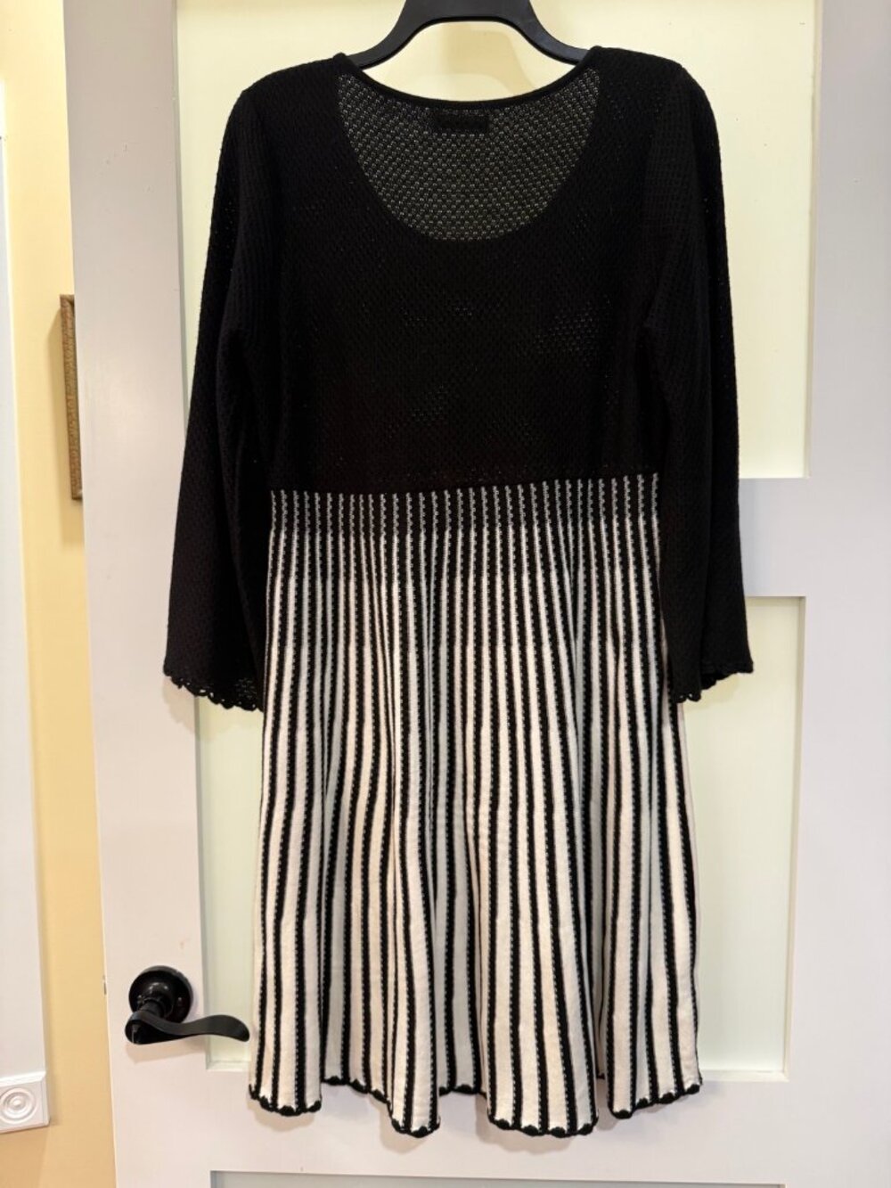 Calvin Klein Black and White Two-tone Knit Sweater Dress